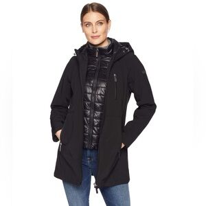 Calvin Klein Women’s Water Repellent Coat, Attached Quilted Vest Insert Size S